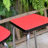 Red Formica chair and stool