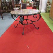 Low wrought iron 1950 marble top side table