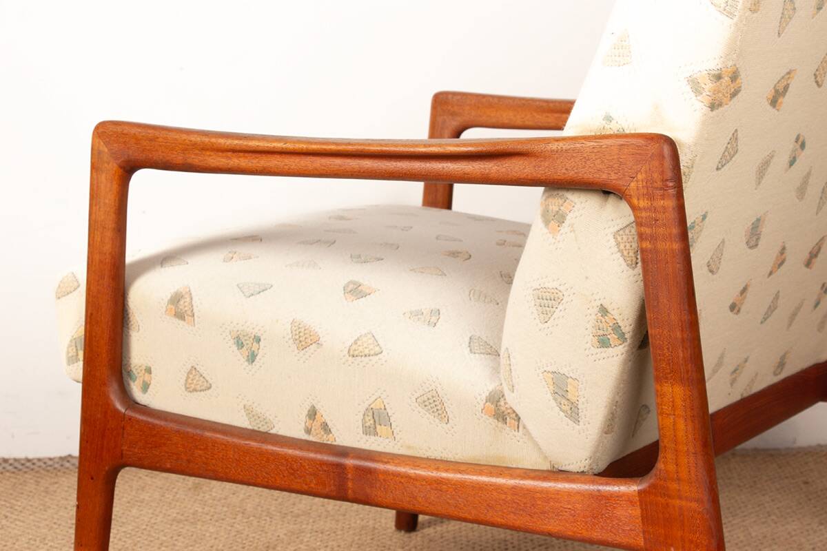 Pair of Scandinavian armchairs in teak and new fabric, 1960.