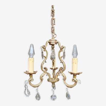 Chandelier bronze cage and 3-pointed pampilles