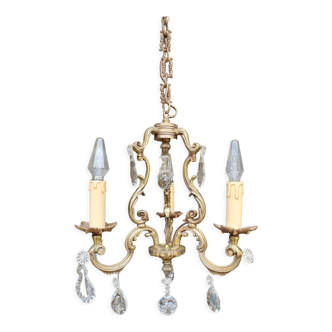 Chandelier bronze cage and 3-pointed pampilles