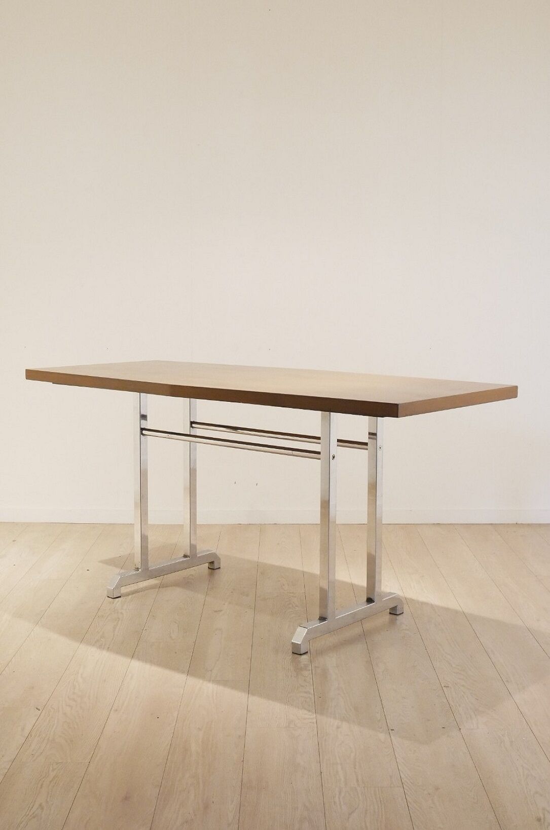 Desk 1970 in teak wood & structure chrome