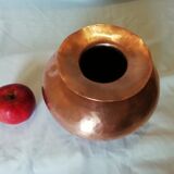 Ball vase with flared hammered copper collar