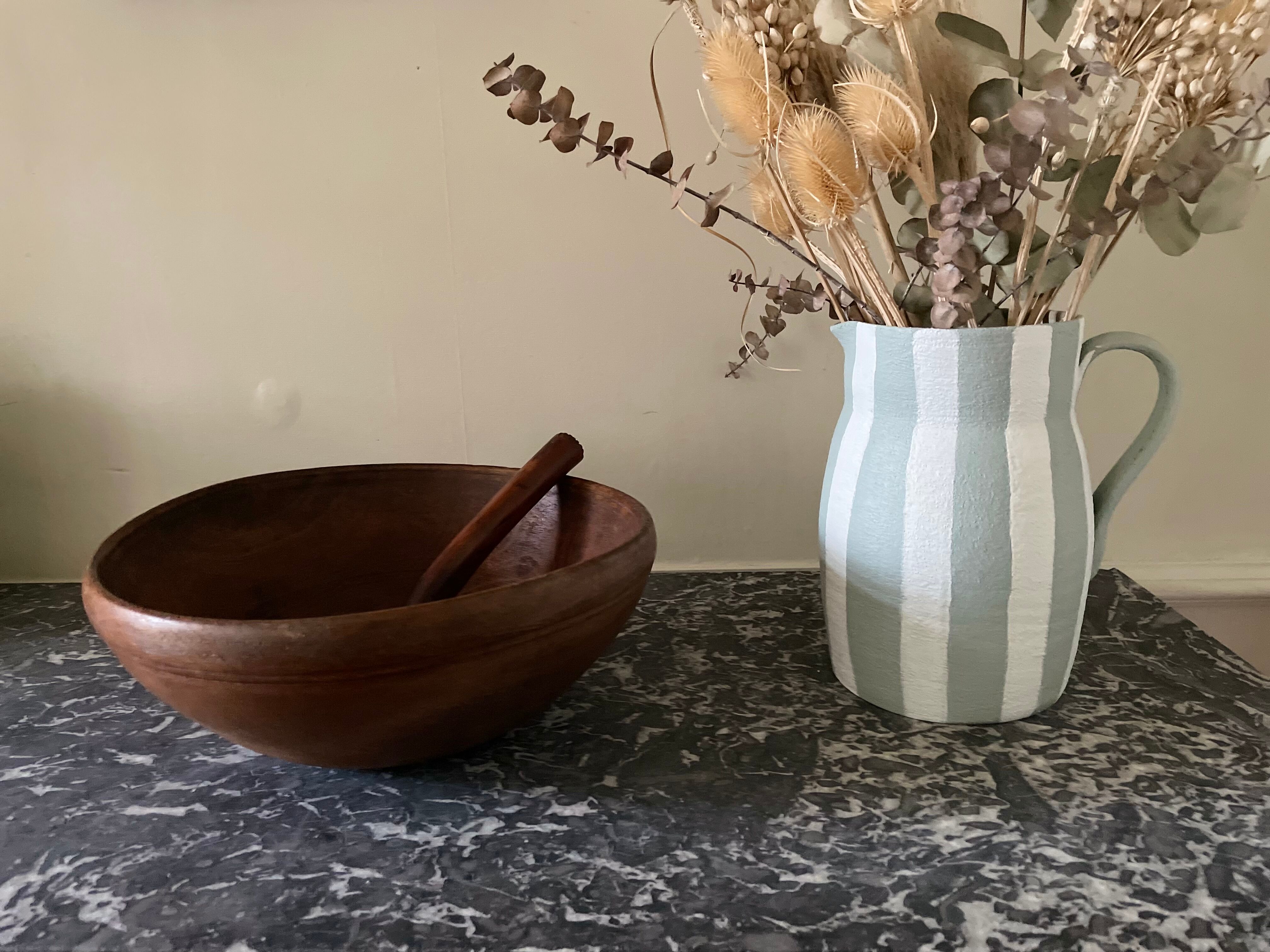 Raw wooden salad bowl