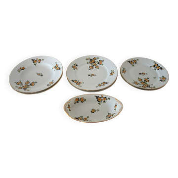 2 dinner plates, soup plates, dessert plates and Legrand Limoges 1920 relish dish