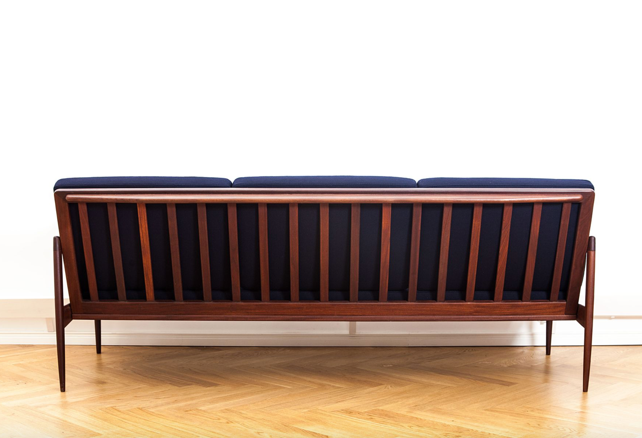 Afromosia & Wool Kandidaten Sofa by Ib Kofod-Larsen for OPE, 1950s