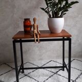 Side table or console teak and vintage metal