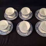 Set of six cups and saucers in opaline, vintage, RIVANEL
