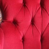 Baroque style carved wooden armchair in burgundy red velvet