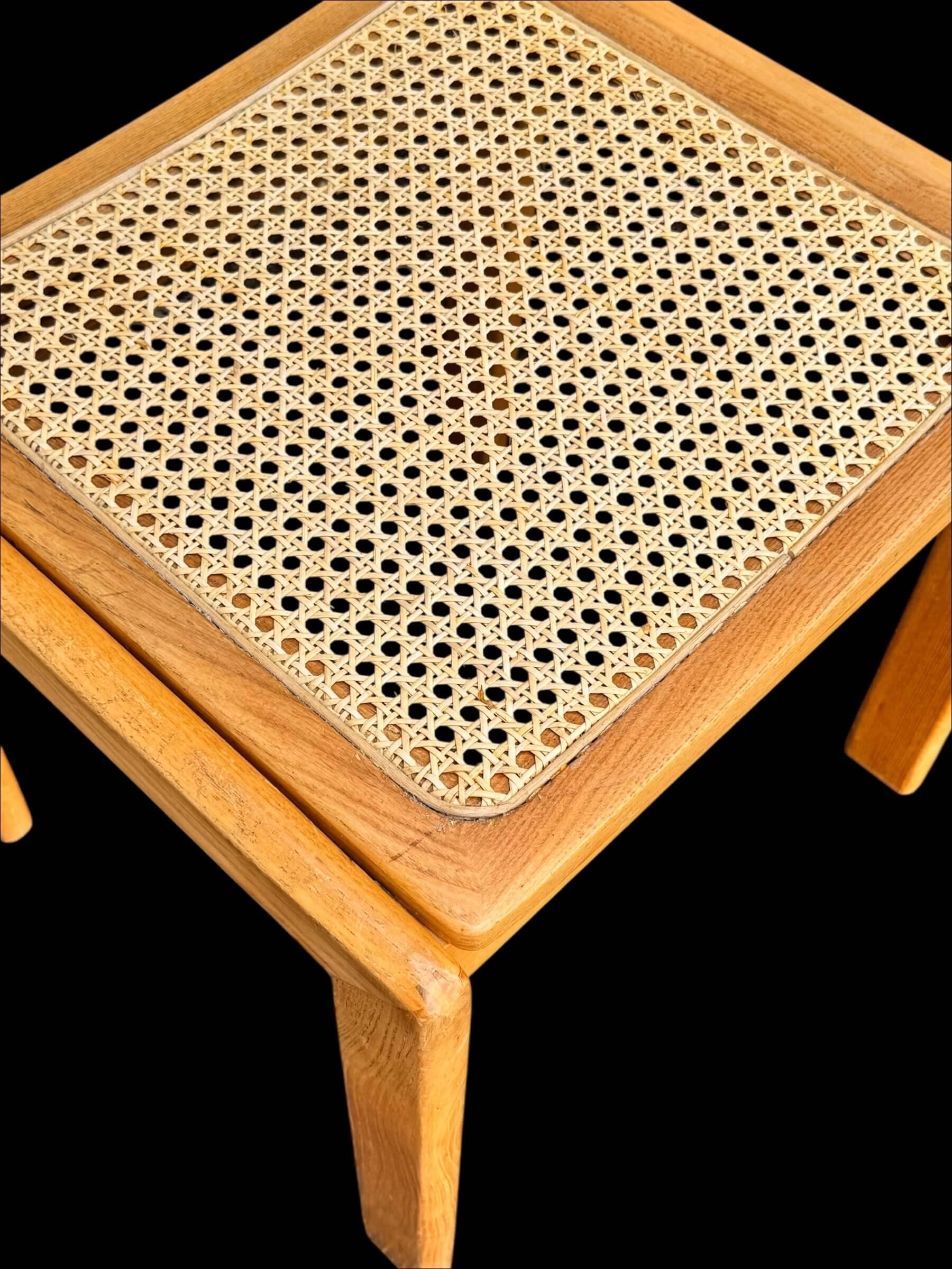 Set of 4 vintage chairs in solid ash and cane