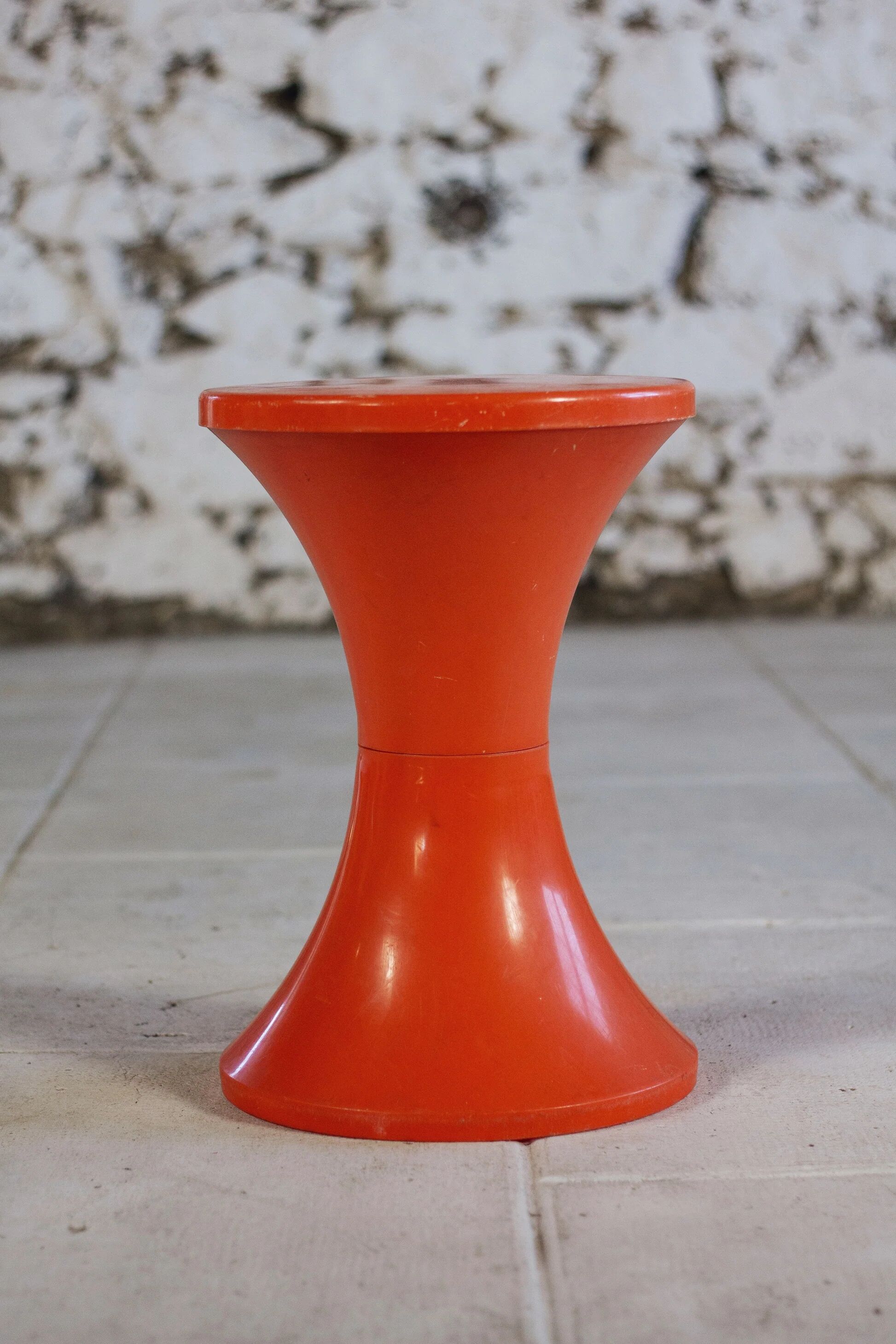 Dark orange Tam Tam stool by Henri Massonnet for Stamp, 1970