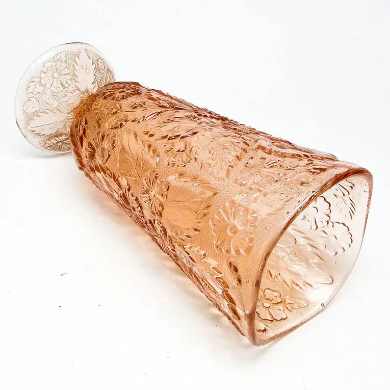 Retro vase, rose glass, Ząbkowice, Poland, 1970s