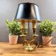 Lampe bouillotte ancienne en bronze – abat-jour métal