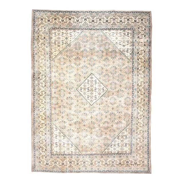 1970s Vintage Persian Handmade Wool Cotton Brown Area Rug 292x400
