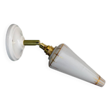 Vintage tulip wall lamp in white opaline with gold trim