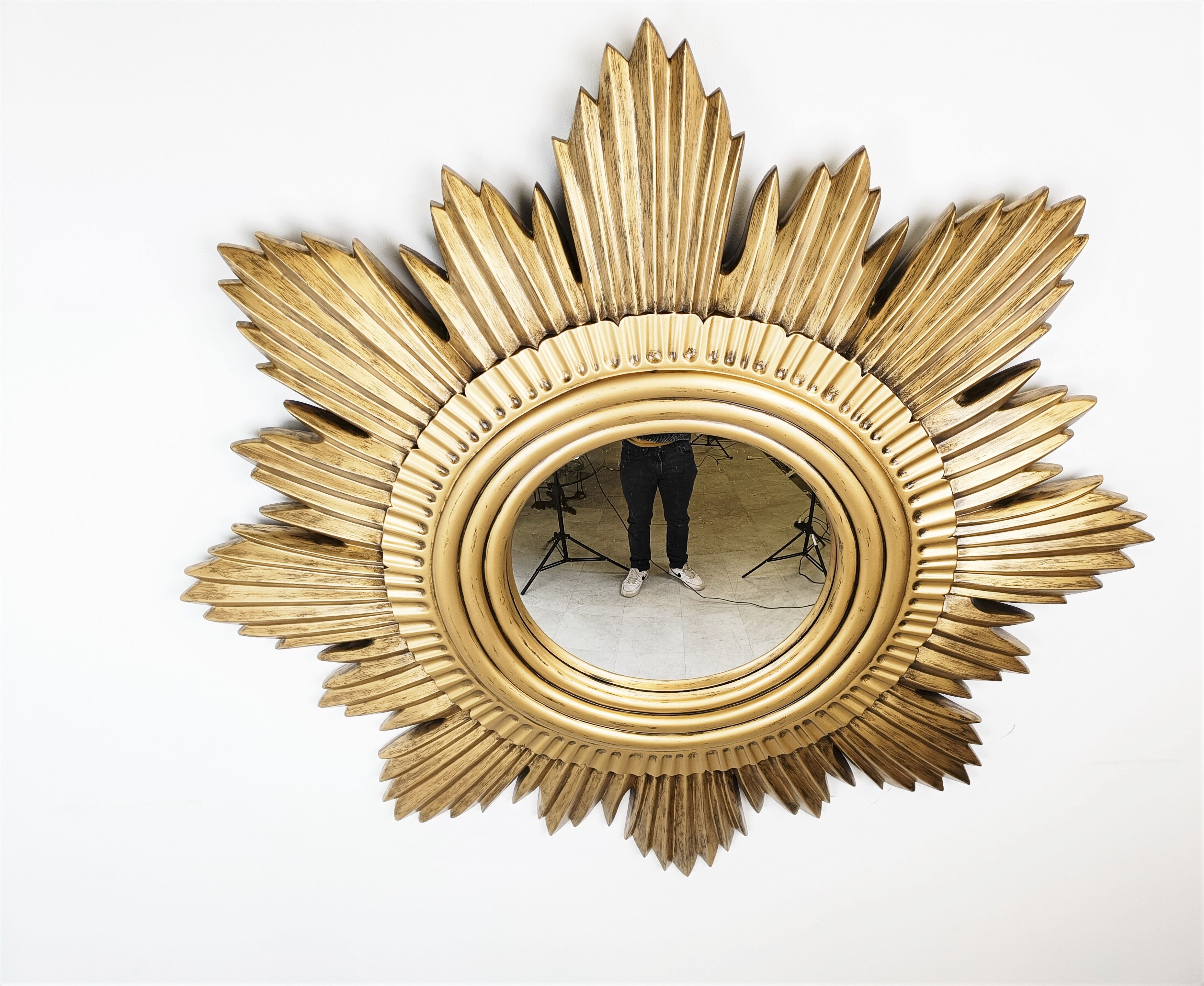 Vintage golden sunburst mirror, 1960s