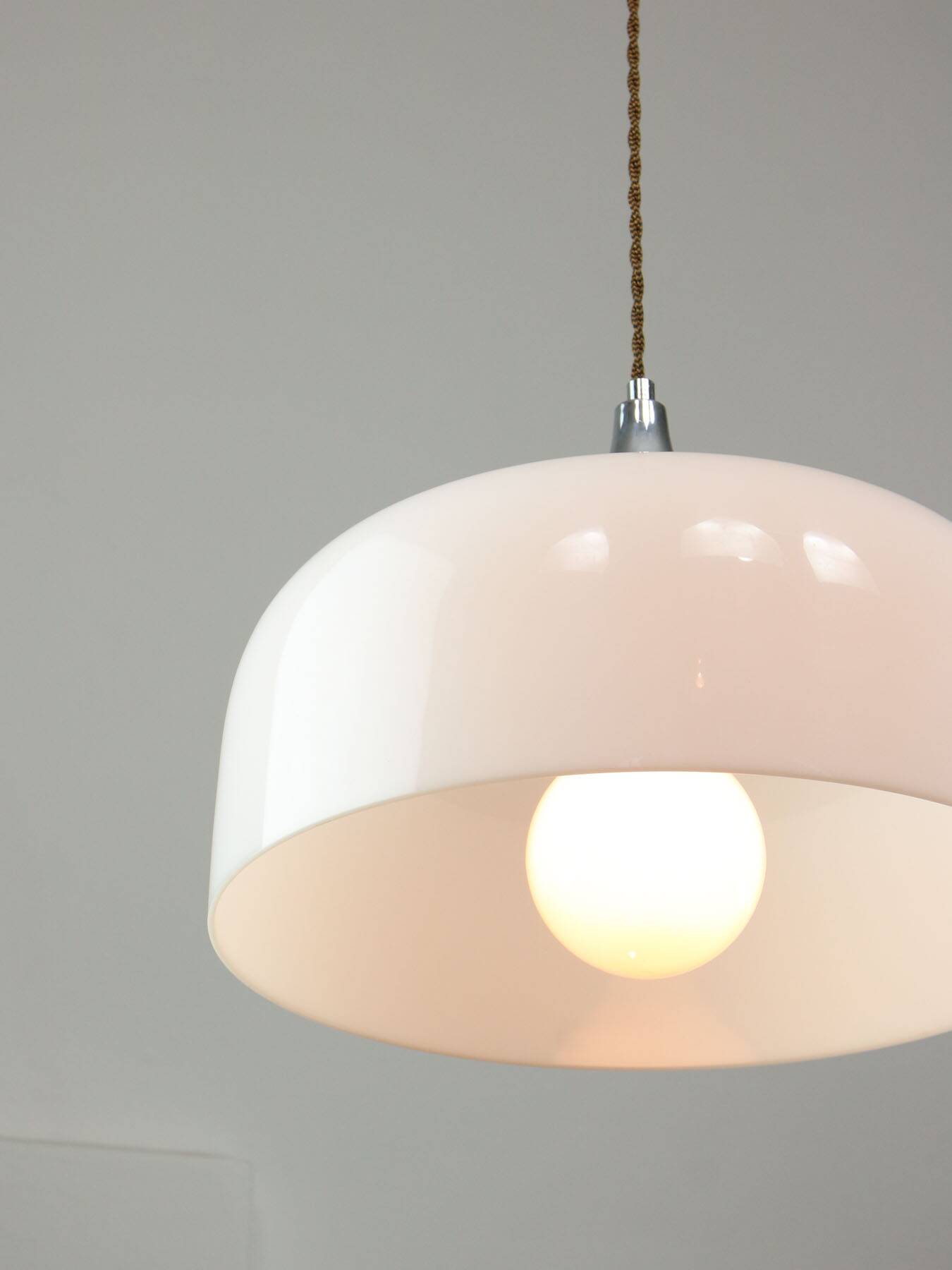 Space Age White Pendant Lamp from Guzzini, 1960s