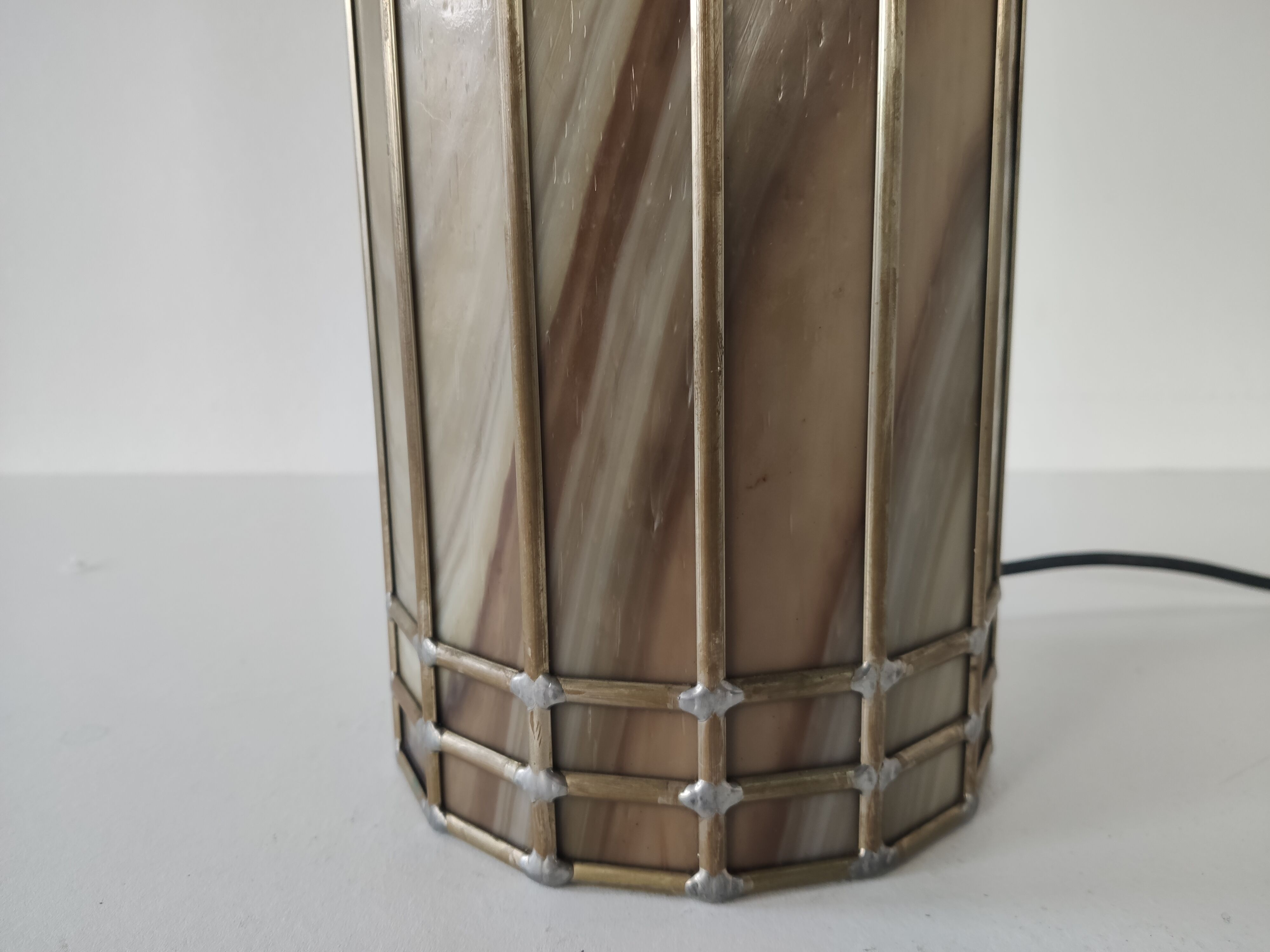 Vintage glass and metal lamp, 70s