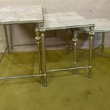 Brass and marble trundle table