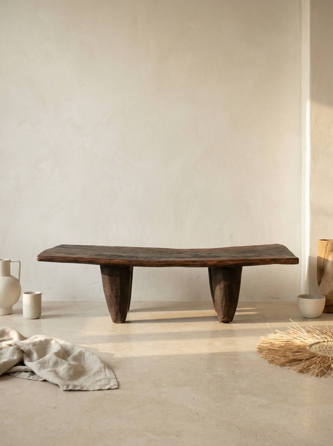 Sculptural bench in solid wood · Unique piece Range: ANCRAGE — Mobili