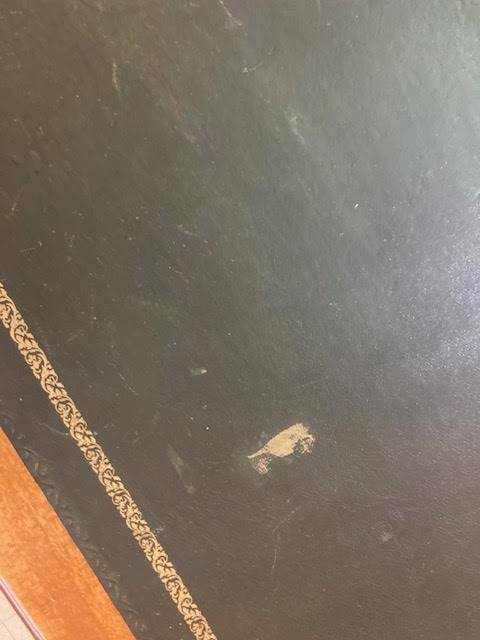 Louis XVI type desk in cherry wood and leather