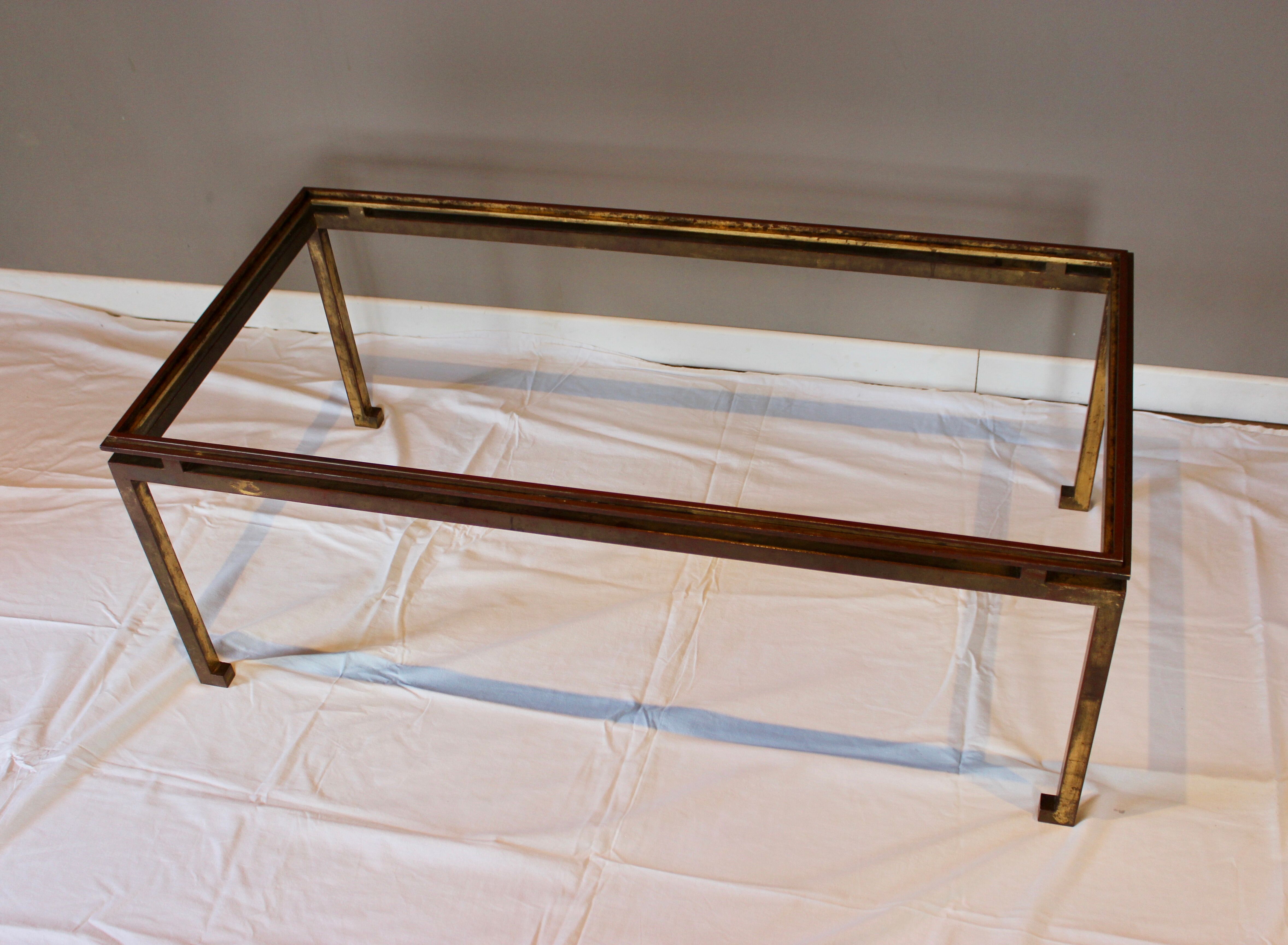 Rectangular gold wrought iron coffee table on sheet, Ramsay House
