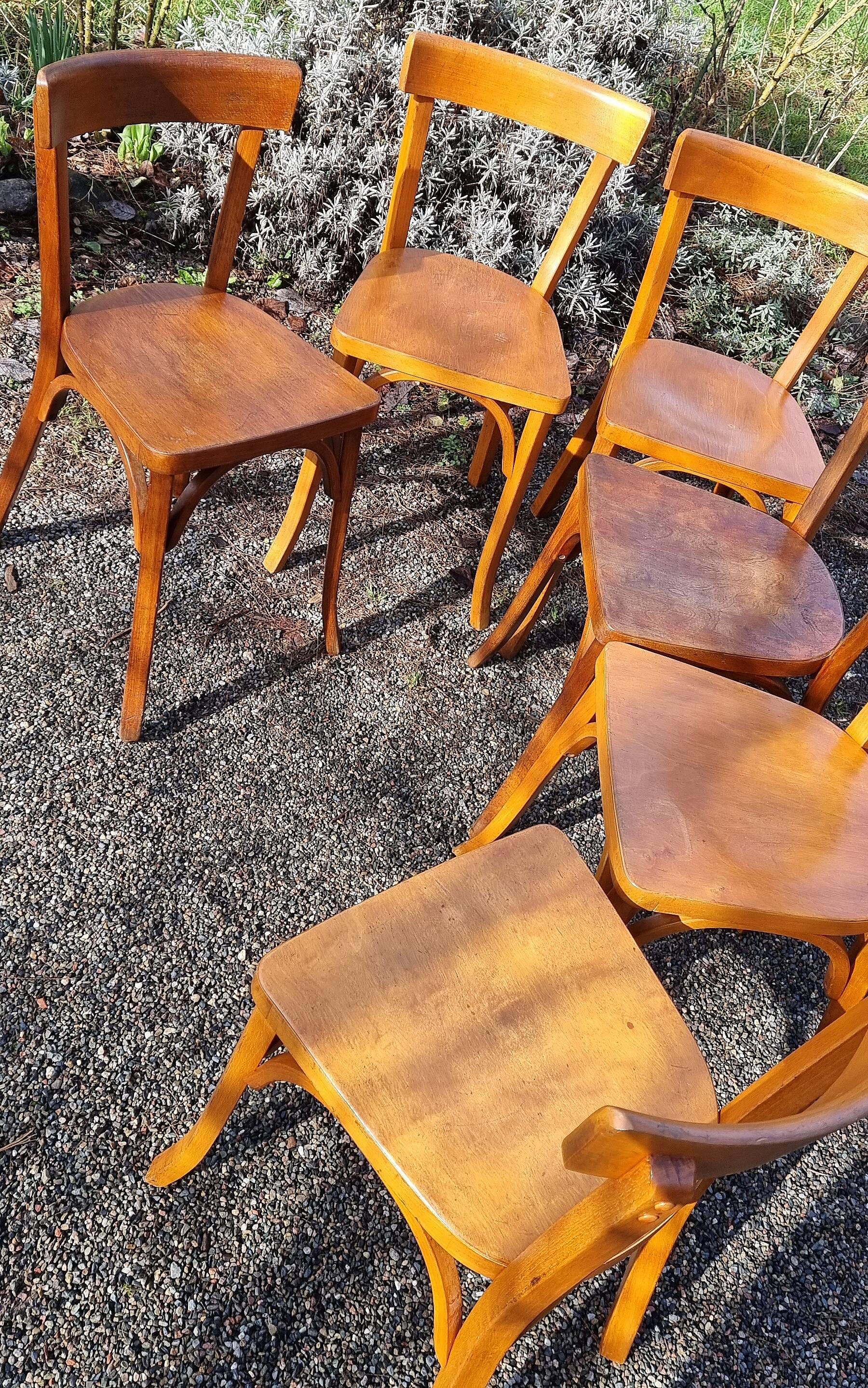 6 Baumann n°55 chairs from the 1950s