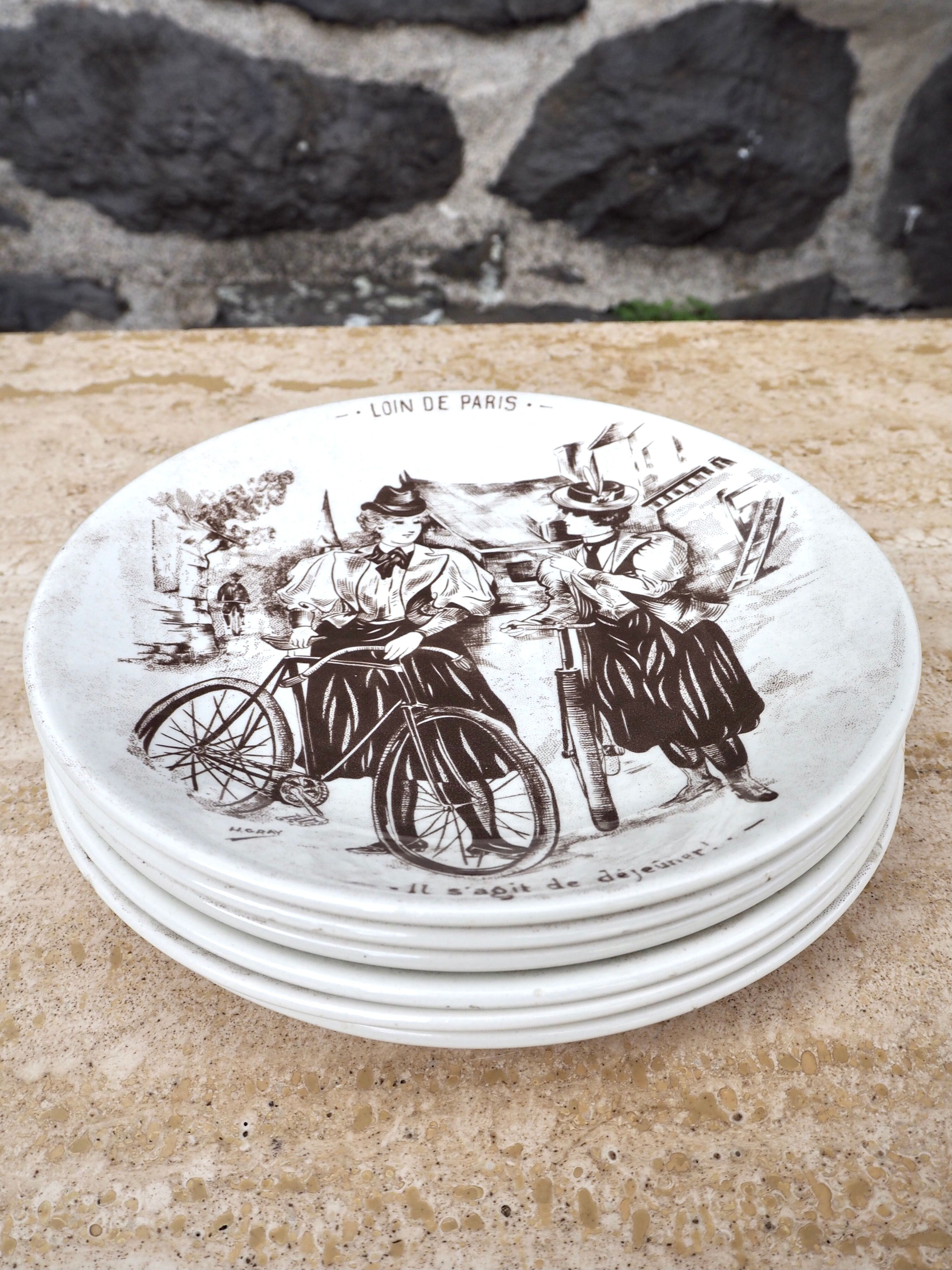 Set of 6 talking dessert plates Sarreguemines
