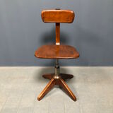 Brown beech wooden Albert Stoll atelier or desk chair from the 1920s
