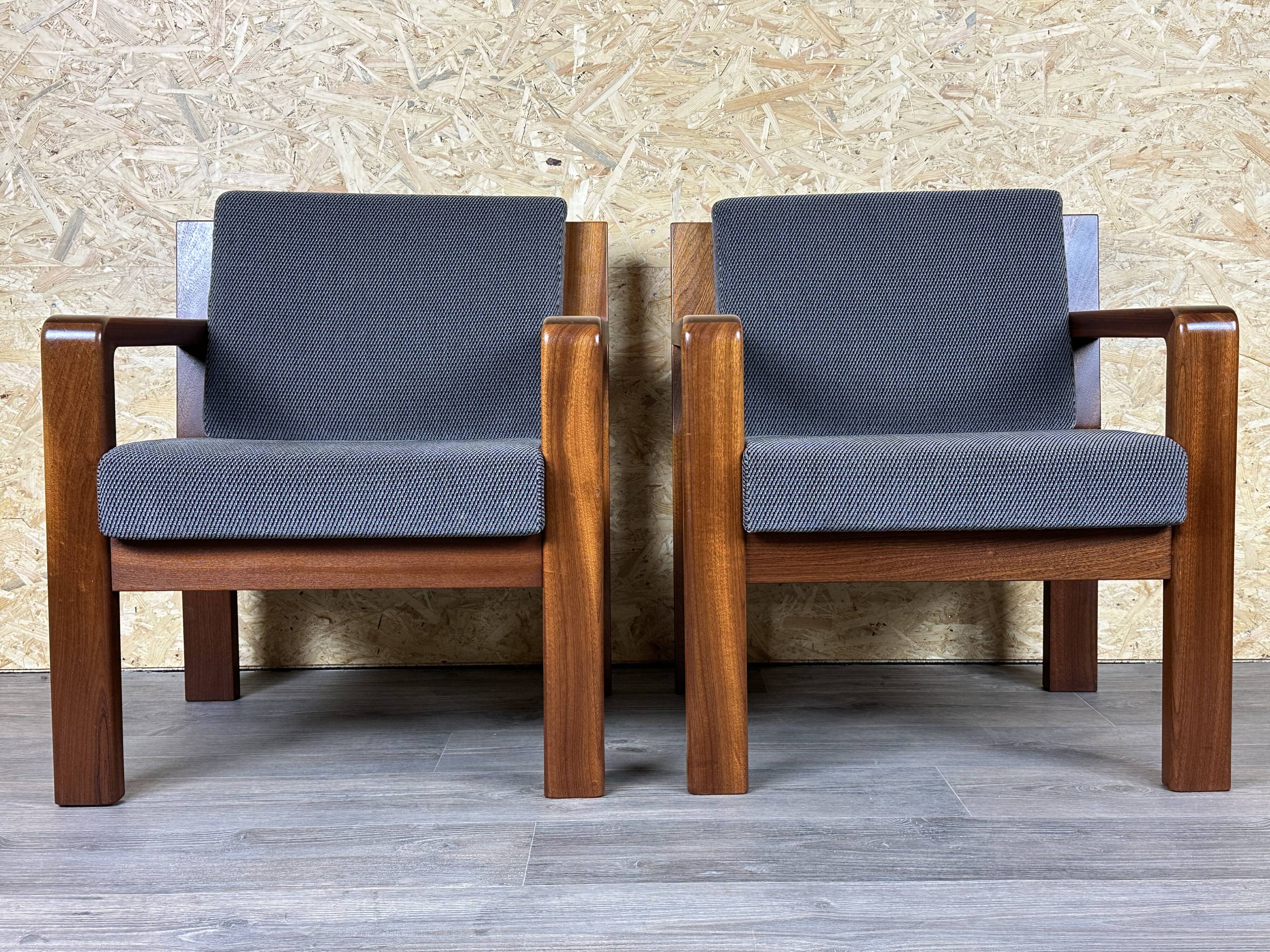 60s 70s Teak Easy Chair Lounge Chairs Danish Modern Design, Set of 2
