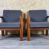 60s 70s Teak Easy Chair Lounge Chairs Danish Modern Design, Set of 2