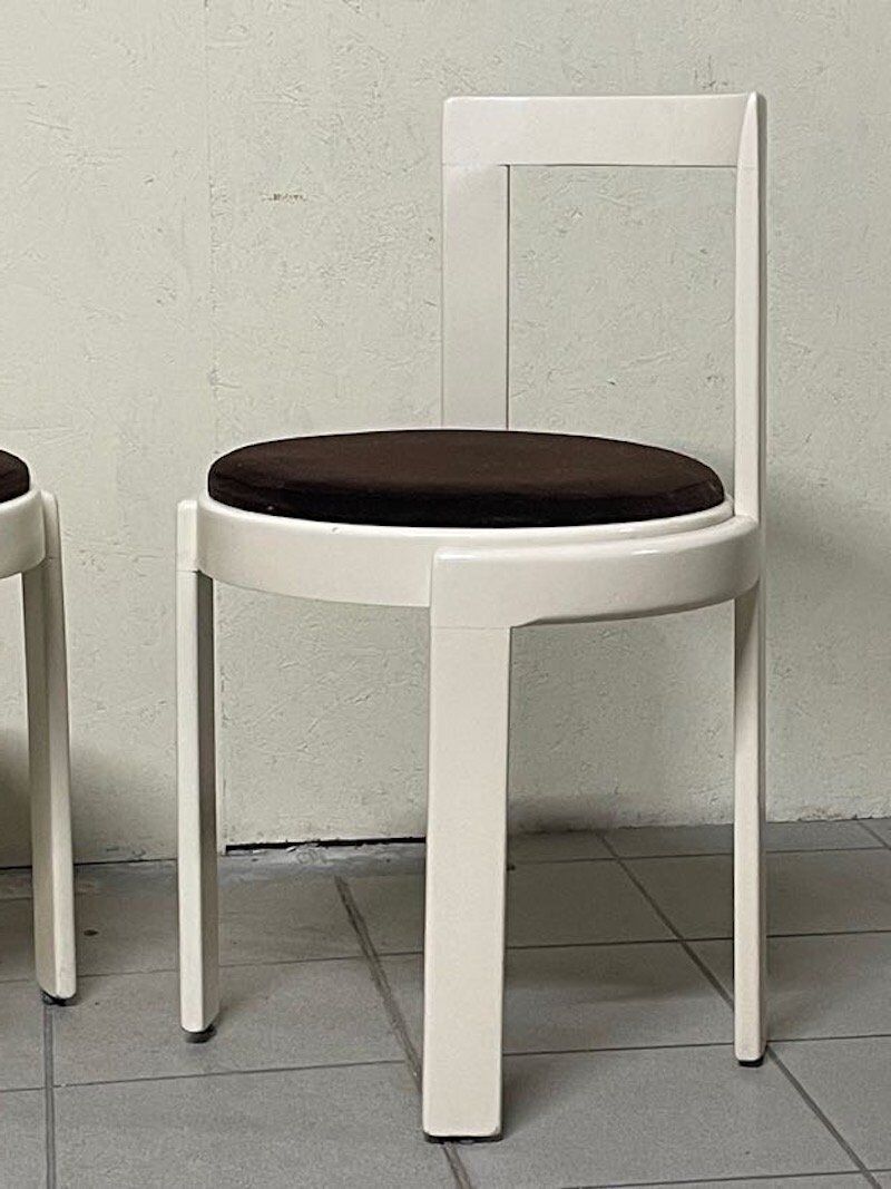 Lacquered wooden chairs with fabric, 1970s, set of 4
