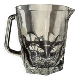 Large glass water jug with handle, hexagonal base, H15 D20.