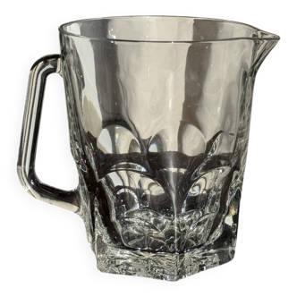 Large glass water jug with handle, hexagonal base, H15 D20.