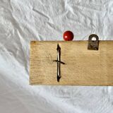 Vintage wall coat rack - double hook - red wooden balls