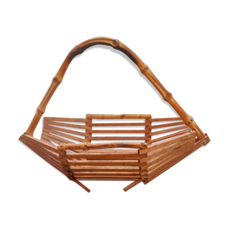 Fruit or other basket, wood and bamboo, circa 1970's