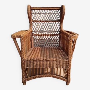 Large rattan wing chair 1960'