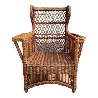 Large rattan wing chair 1960'