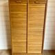 Vintage filing cabinet with double curtains, oak, Charles Schneider, Betschdorf.