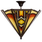 Amsterdam school Dutch Art Deco Stained Glass Chandelier Holland