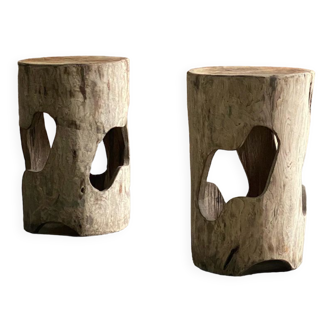 José Zanine Caldas Stools Pair Brazil 1977