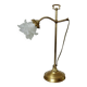 Grande lampe art nouveau en laiton, tulipe en verre dépoli en forme de rose