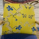 Bridge armchair fabric Charles Burger yellow and blue