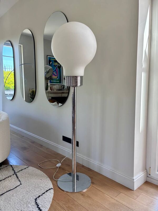 Lampadaire ''Bulbe'' en métal et verre - 1980