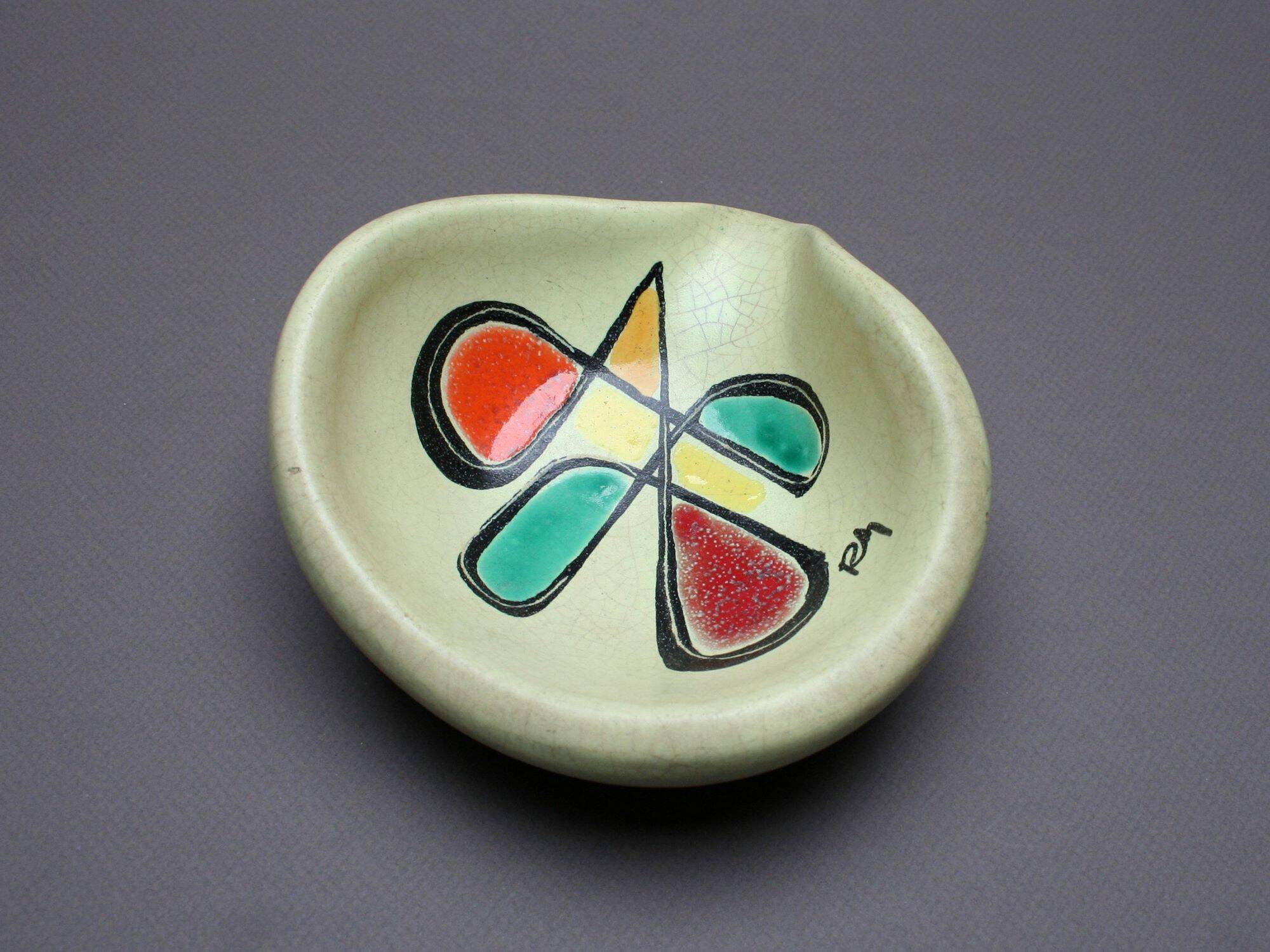 Empty pocket signed in pottery abstract pattern 1950s