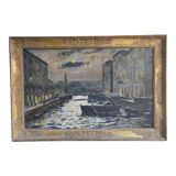 Painting venice by night oil on canvas j peters xixth century