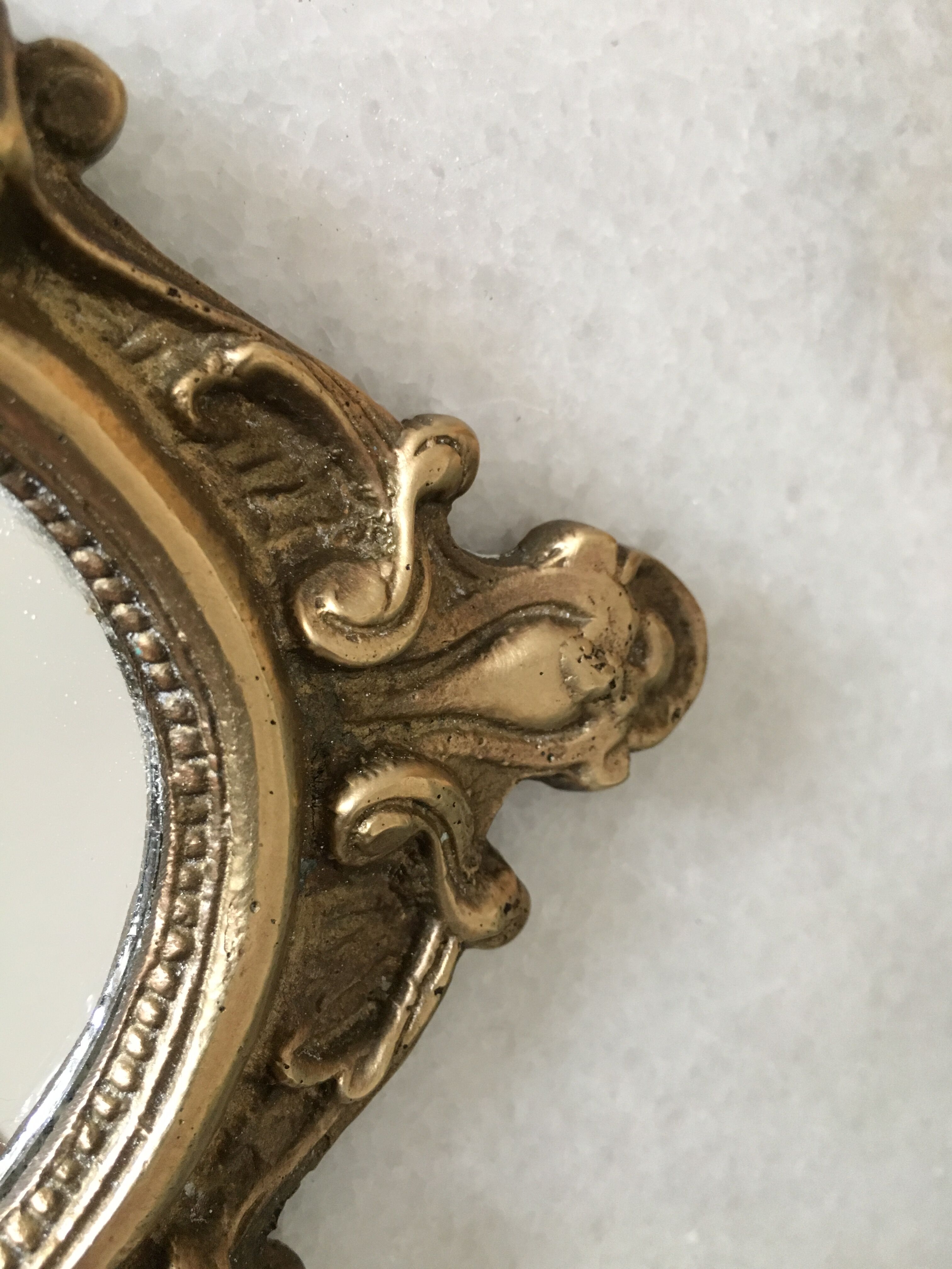 Brass hand mirror 26x11cm