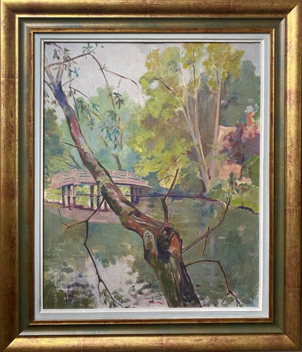 Tableau hsp ''arbres à flatford mill'' de bonella woodhead + cadre angleterre