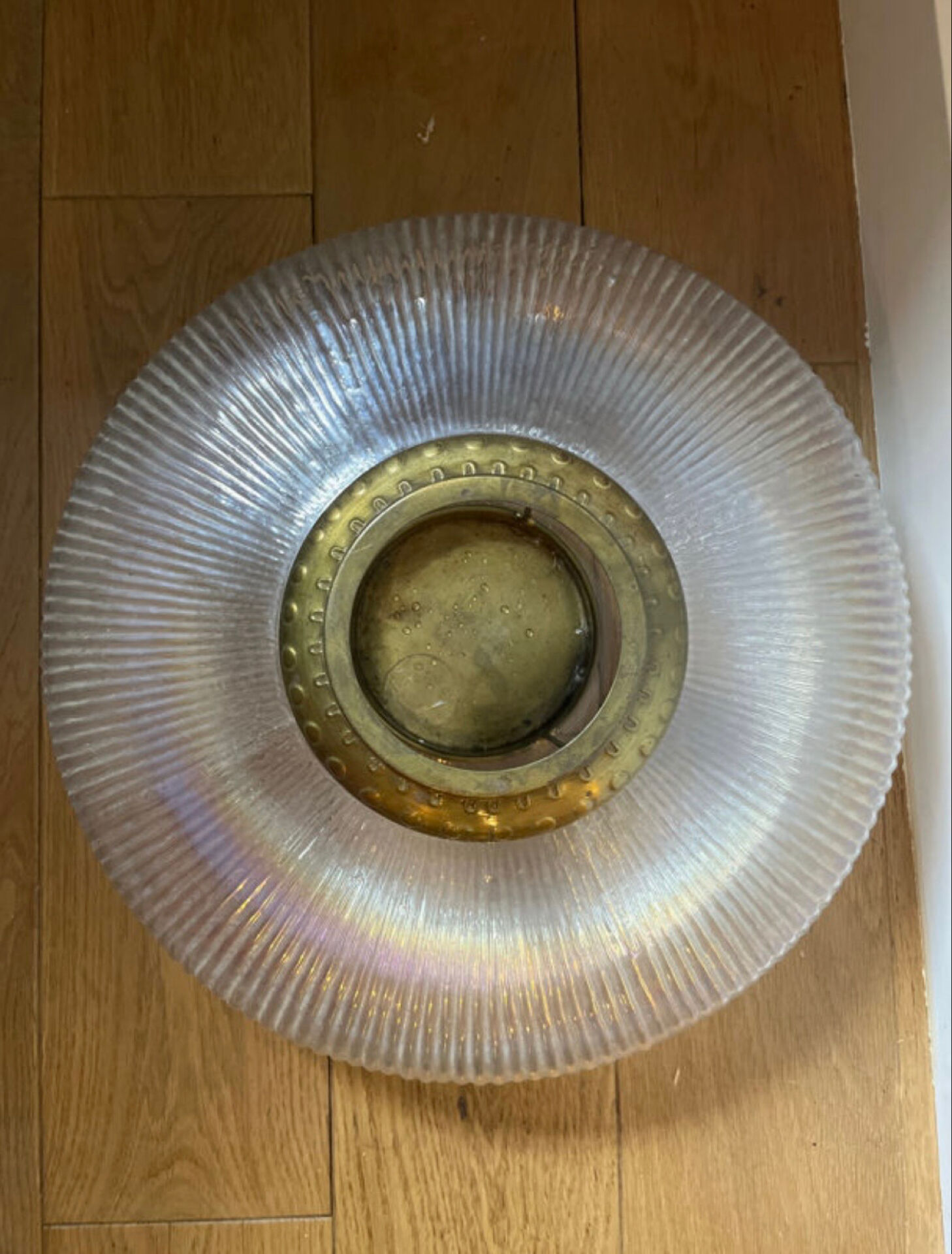 Holophane glass and brass photophore