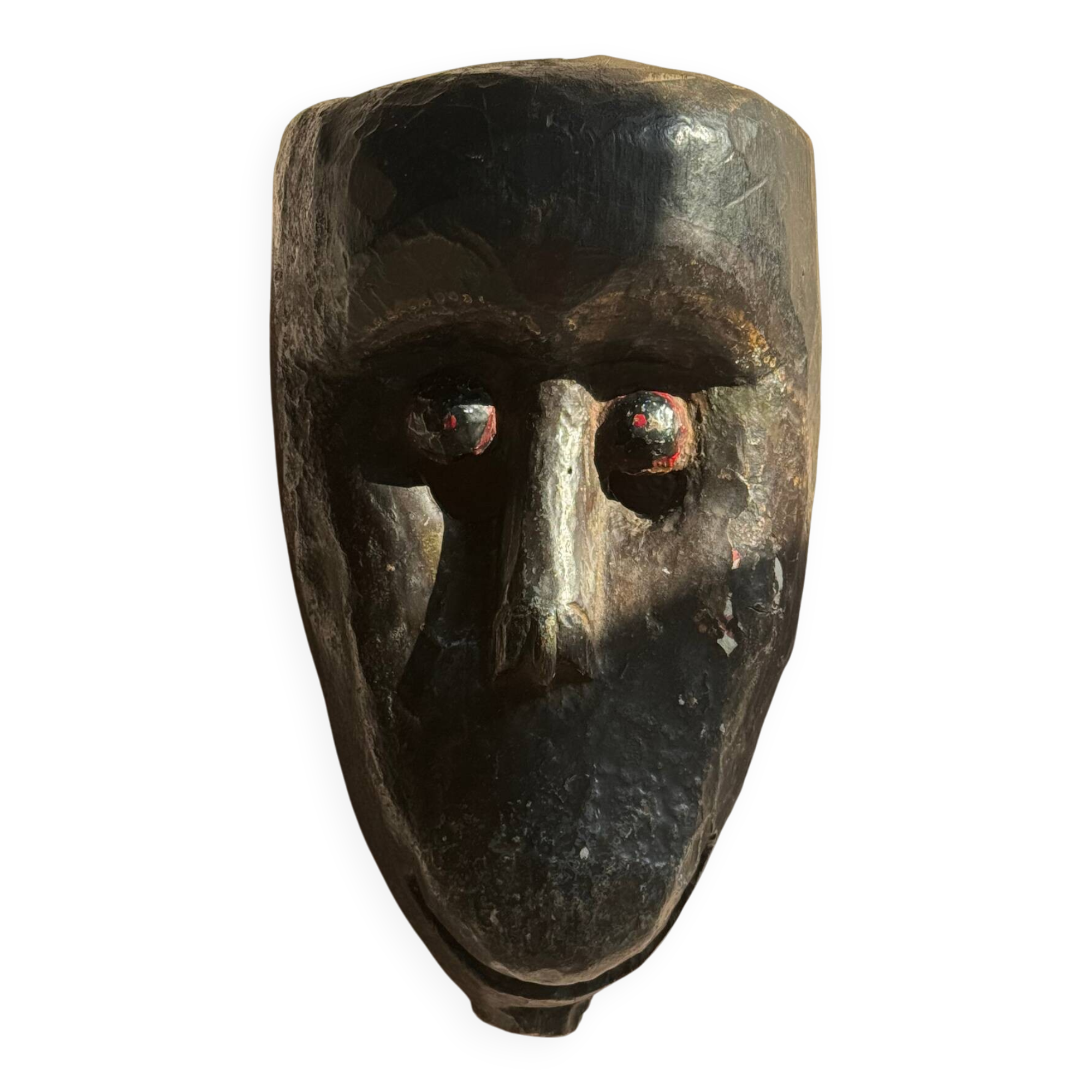Masque rituel de l’Himalaya – sculpté à la main – yeux polychromes – Népal